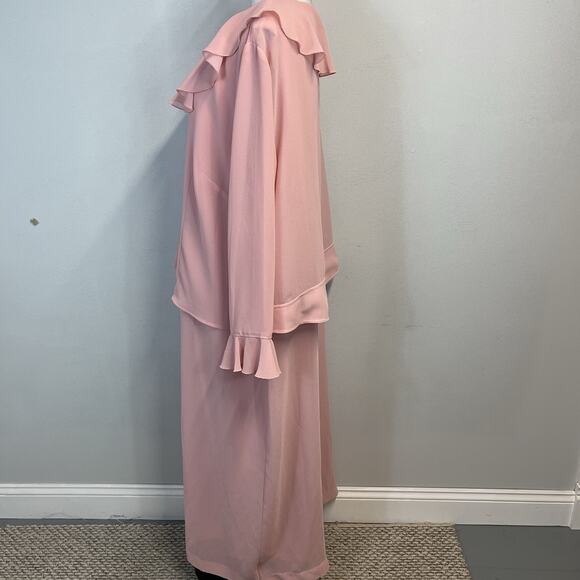 Jessica Howard 2pc Jacket Dress Plus sz 24W Pink Crepe Wedding Evening Cocktail - Picture 7 of 12